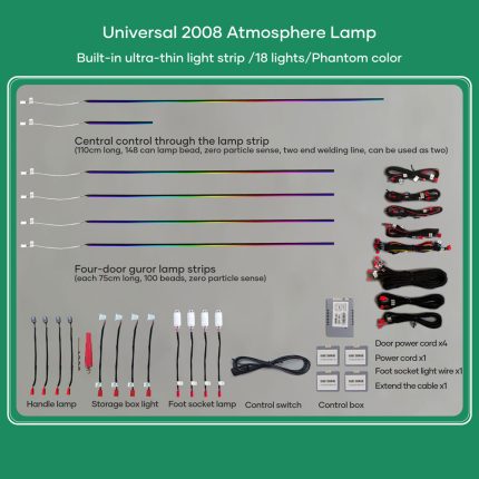 DIQ AMBIENT CRT 64 BLACK (Universal Thin Light Black Strip Ambient Light, 18 Lights with 64 colours)
