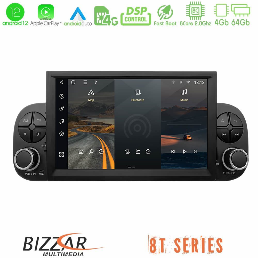 Bizzar OEM Fiat Panda 2012-2021 8core Android12 4+64GB Navigation Multimedia Deckless 7" με Carplay/AndroidAuto