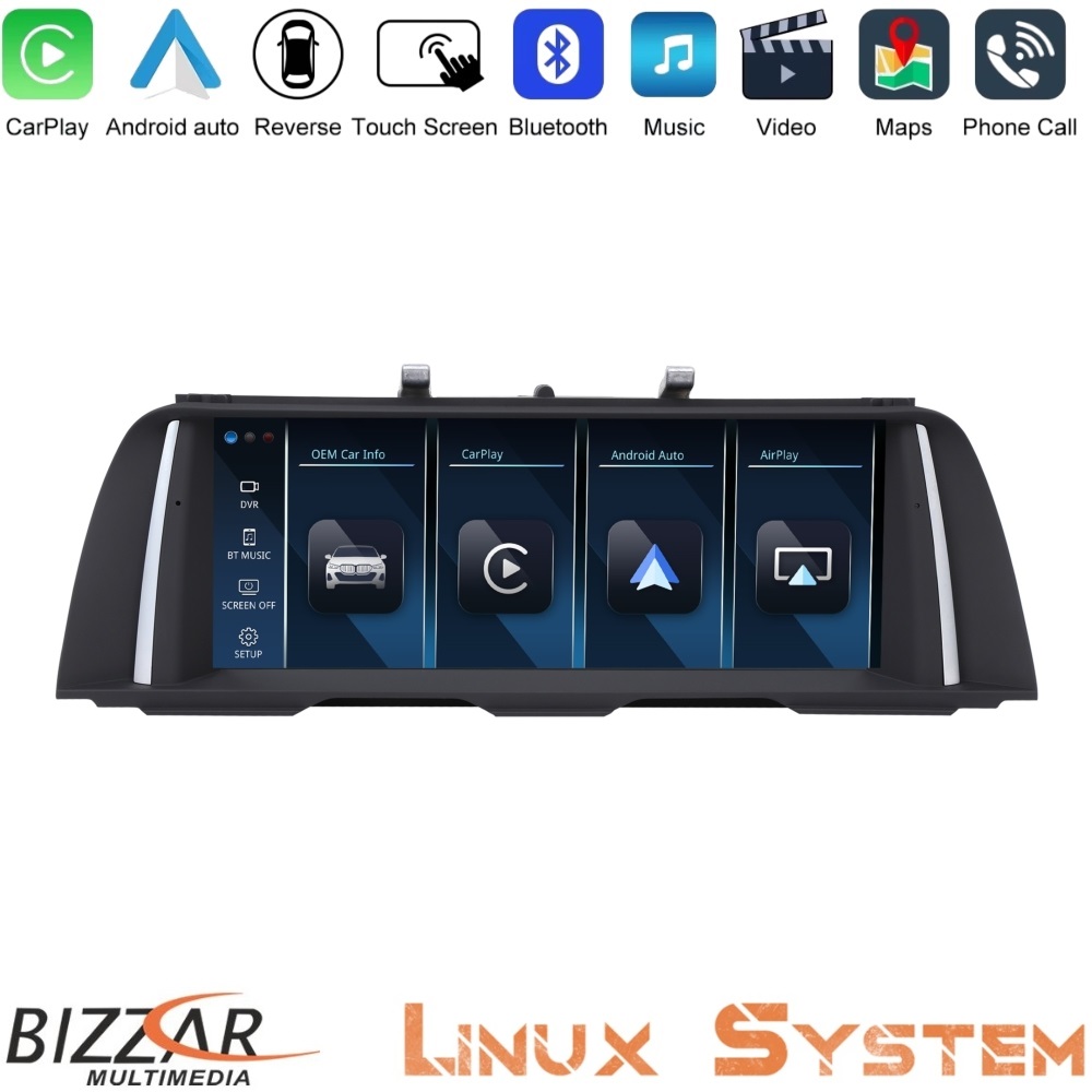 Bizzar BMW 5 Series F10/F11 CIC Linux Apple CarPlay | Android Auto screen 10.25″ HD Anti-reflection (OEM Style)