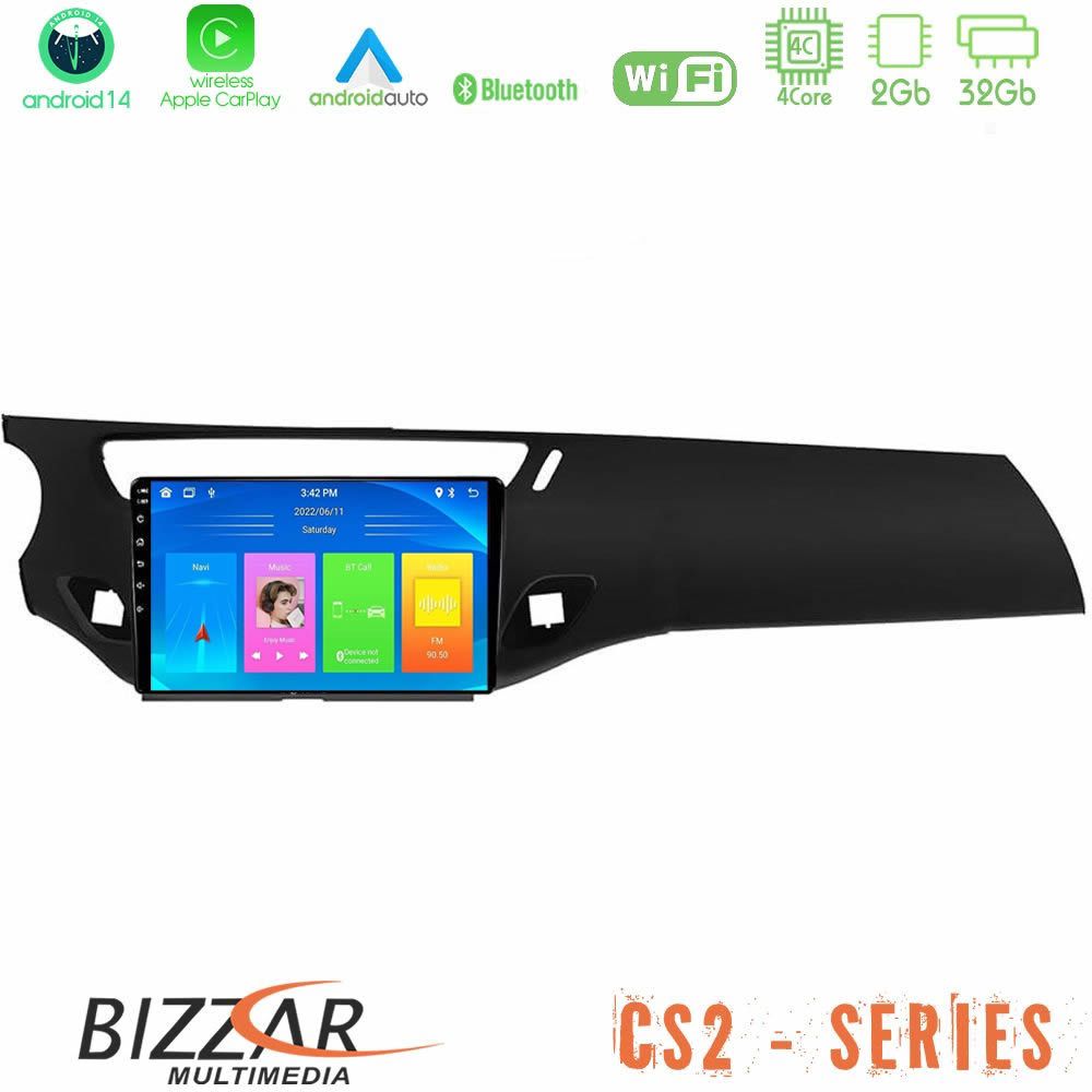 Bizzar CS2 Series 4Core Android14 2+32GB Citroen C3 2009-2016 Navigation Multimedia Tablet 9"  Με Carplay & Android Auto (Μαύρο γυαλιστερό)