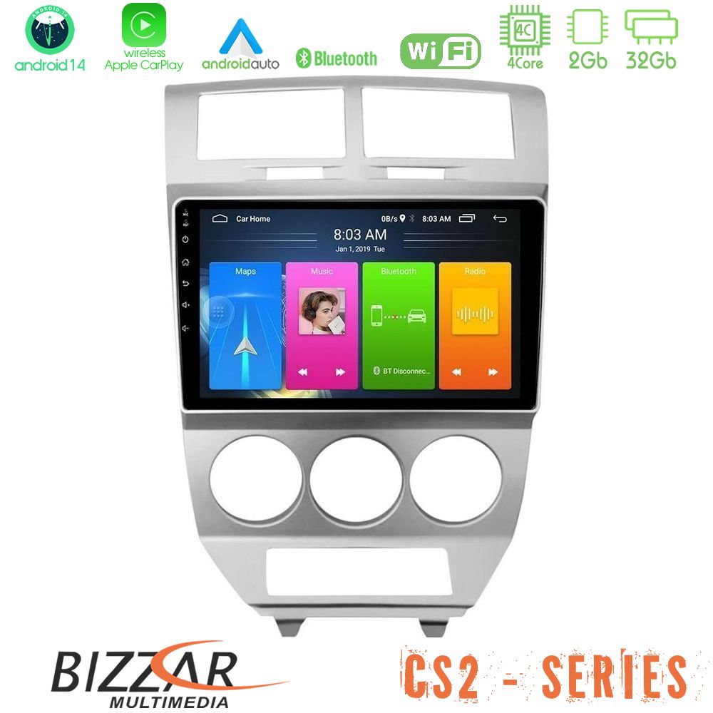 Bizzar CS2 Series 4Core Android14 2+32GB Dodge Caliber 2006-2011 Navigation Multimedia Tablet 10" Με Carplay & Android Auto