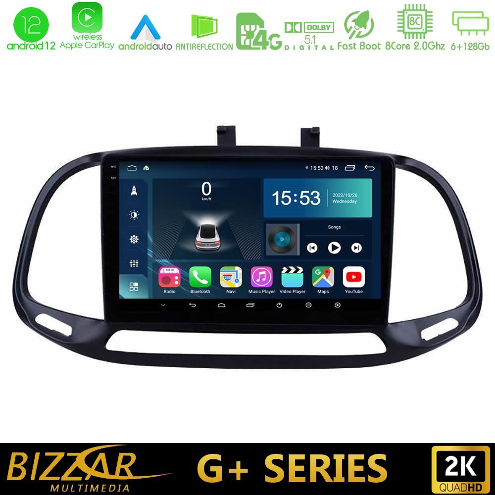 Bizzar G+ Series Fiat Doblo 2015-2022 8core Android12 6+128GB Navigation Multimedia Tablet 9"