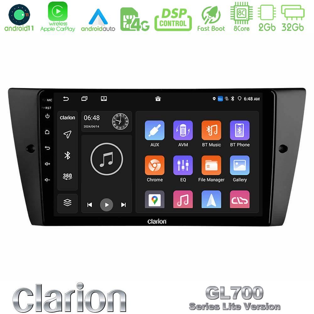 Clarion GL700 Lite Series 8Core Android11 2+32GB BMW 3 Series 2006-2011 Navigation Multimedia Tablet 9" Με Carplay & Android Auto