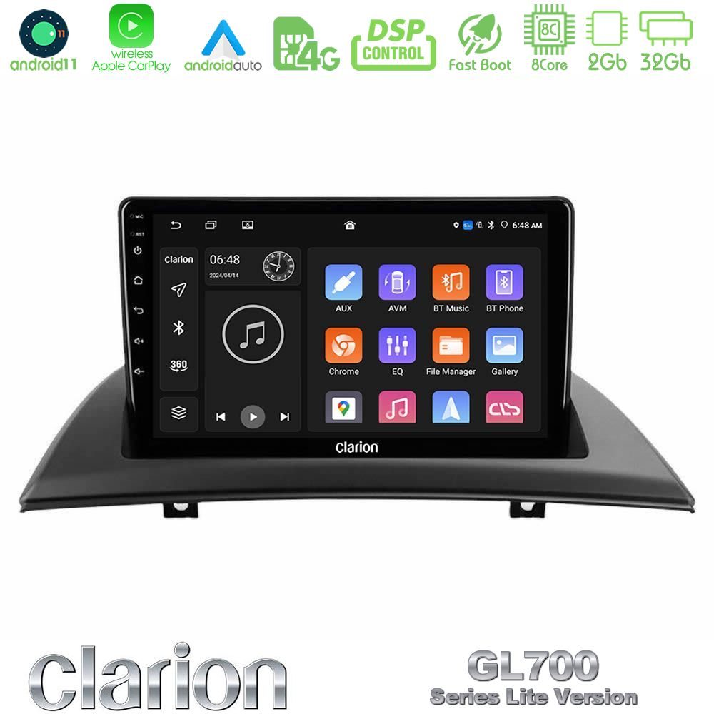 Clarion GL700 Lite Series 8Core Android11 2+32GB BMW E83 Navigation Multimedia Tablet 9" Με Carplay & Android Auto