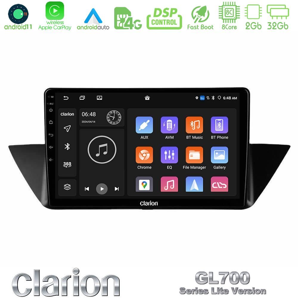 Clarion GL700 Lite Series 8Core Android11 2+32GB BMW Χ1 E84 Navigation Multimedia Tablet 10" Με Carplay & Android Auto