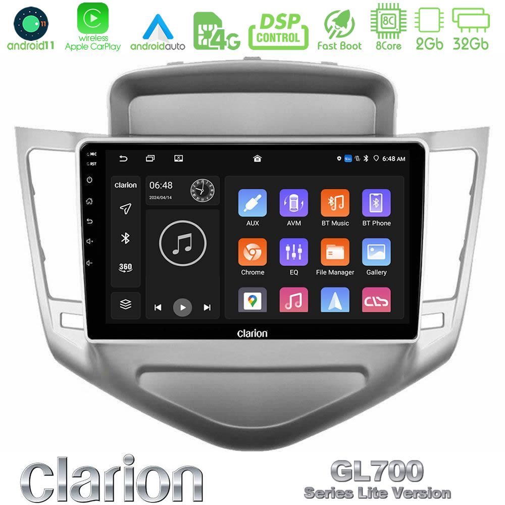 Clarion GL700 Lite Series 8Core Android11 2+32GB Chevrolet Cruze 2009-2012 Navigation Multimedia Tablet 9" Με Carplay & Android Auto