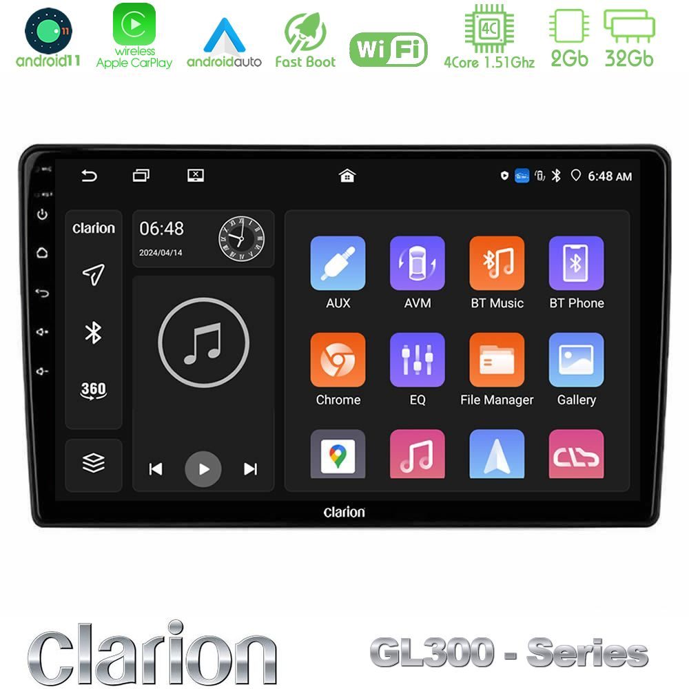 Clarion GL300 Series Alfa Romeo Mito 2008-2014 4Core Android11 2+32GB Navigation Multimedia Tablet 9" Με Carplay & Android Auto