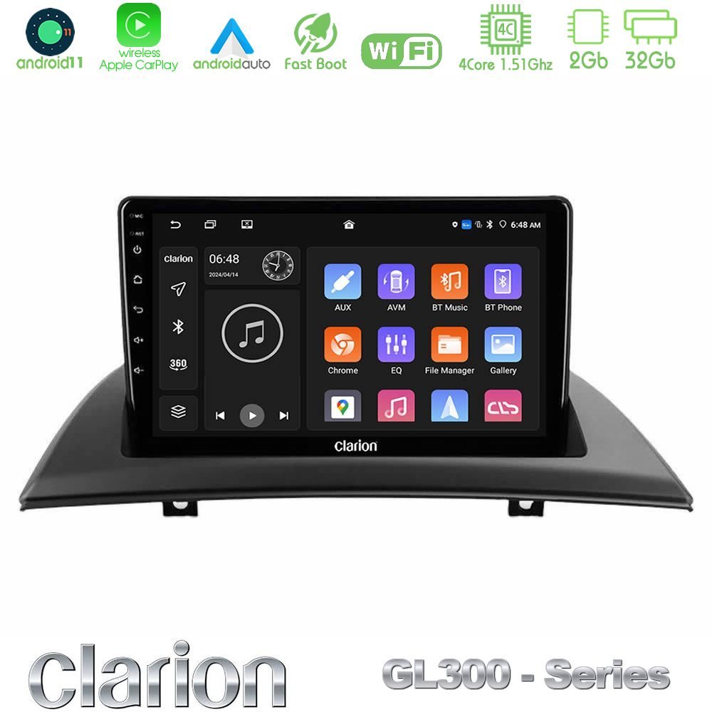 Clarion GL300 Series 4Core Android11 2+32GB BMW E83 Navigation Multimedia Tablet 9" Με Carplay & Android Auto