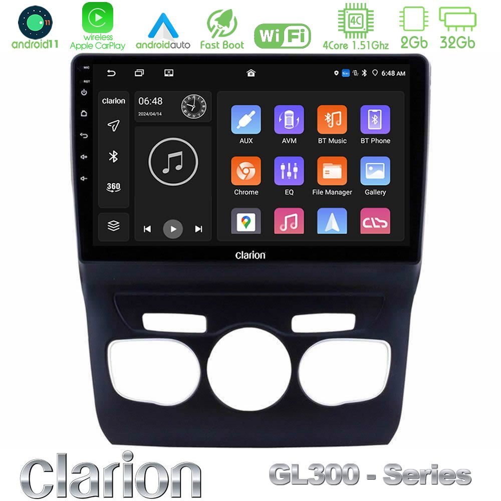 Clarion GL300 Series 4Core Android11 2+32GB Citroen C4L Navigation Multimedia Tablet 10" Με Carplay & Android Auto