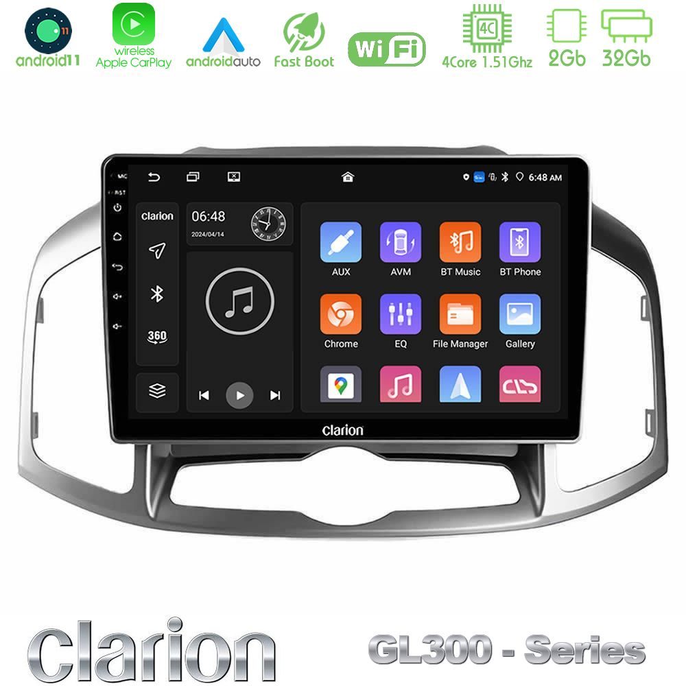 Clarion GL300 Series 4Core Android11 2+32GB Chevrolet Captiva 2012-2016 Navigation Multimedia Tablet 10" Με Carplay & Android Auto