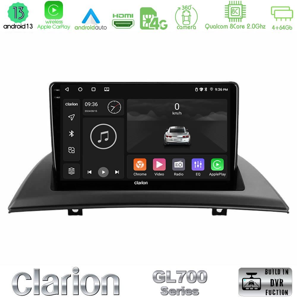 Clarion GL700 Series 8Core Android13 4+64GB BMW E83 Navigation Multimedia Tablet 9" Με Carplay & Android Auto