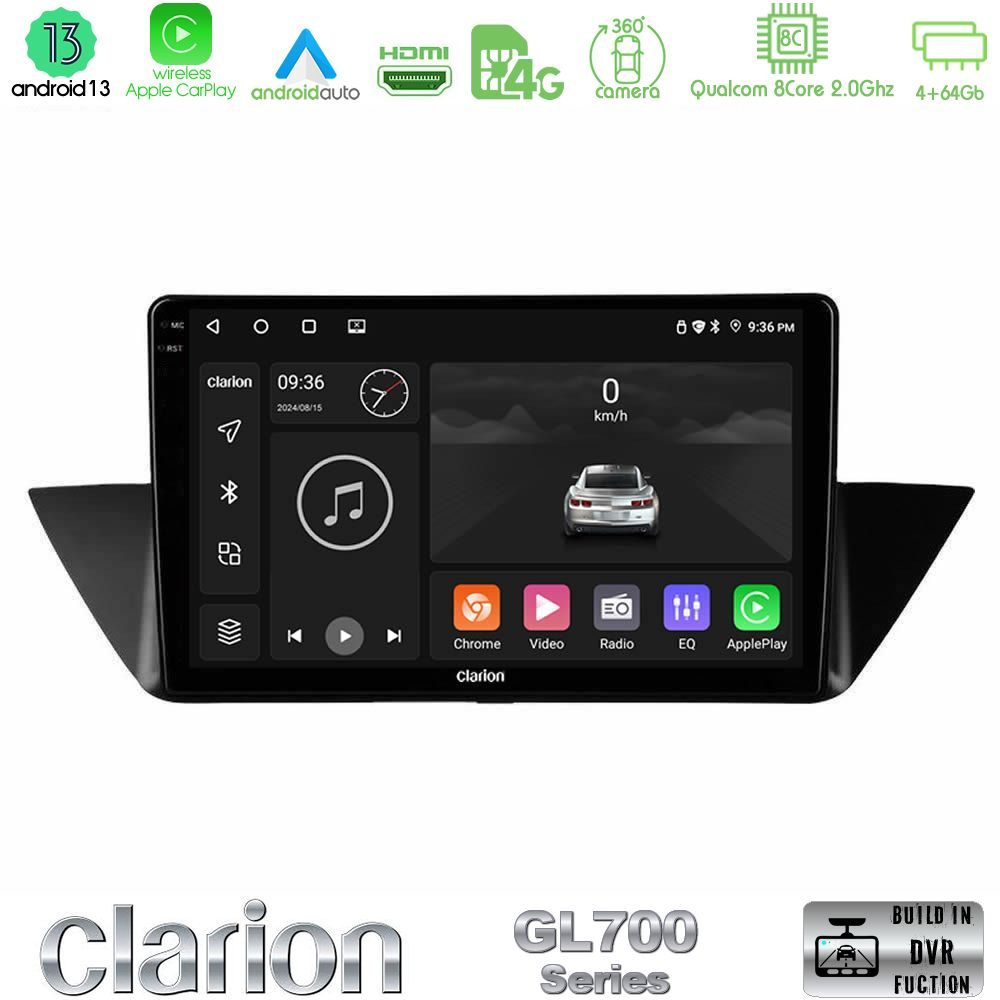 Clarion GL700 Series 8Core Android13 4+64GB BMW Χ1 E84 Navigation Multimedia Tablet 10" Με Carplay & Android Auto