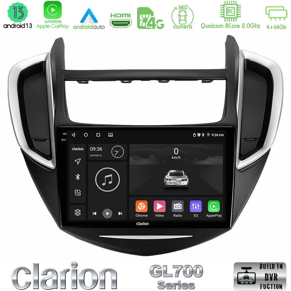 Clarion GL700 Series 8Core Android13 4+64GB Chevrolet Trax 2013-2020 Navigation Multimedia Tablet 9" Με Carplay & Android Auto