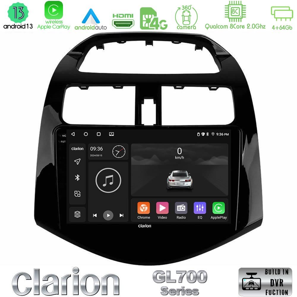 Clarion GL700 Series 8Core Android13 4+64GB Chevrolet Spark 2009-2015 Navigation Multimedia Tablet 9" Με Carplay & Android Auto