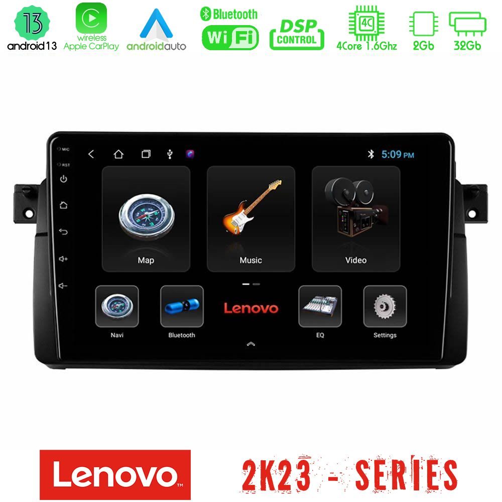 Lenovo Car Pad BMW E46 4Core Android 13 2+32GB Navigation Multimedia 9"