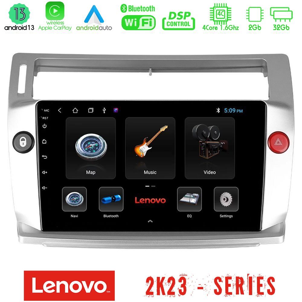 Lenovo Car Pad Citroen C4 2004-2010 4Core Android 13 2+32GB Navigation Multimedia Tablet 9"