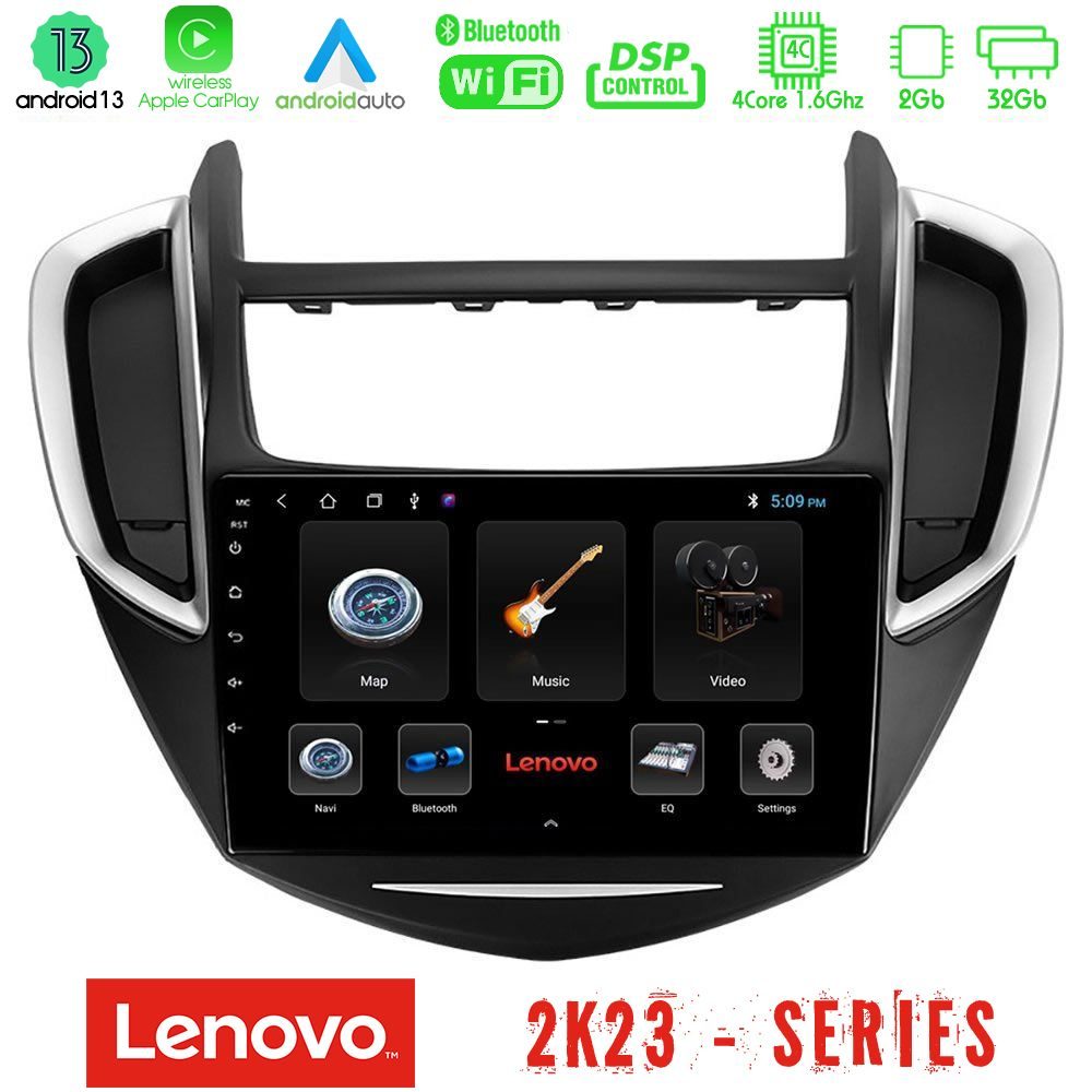 Lenovo Car Pad Chevrolet Trax 2013-2020 4Core Android 13 2+32GB Navigation Multimedia Tablet 9"