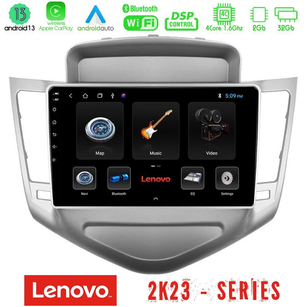 Lenovo Car Pad Chevrolet Cruze 2009-2012 4Core Android 13 2+32GB Navigation Multimedia Tablet 9"