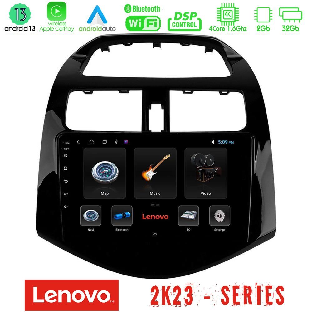 Lenovo Car Pad Chevrolet Spark 2009-2015 4Core Android 13 2+32GB Navigation Multimedia Tablet 9"