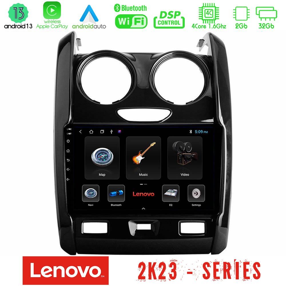 Lenovo Car Pad Dacia Duster 2014-2018 4Core Android 13 2+32GB Navigation Multimedia Tablet 9"