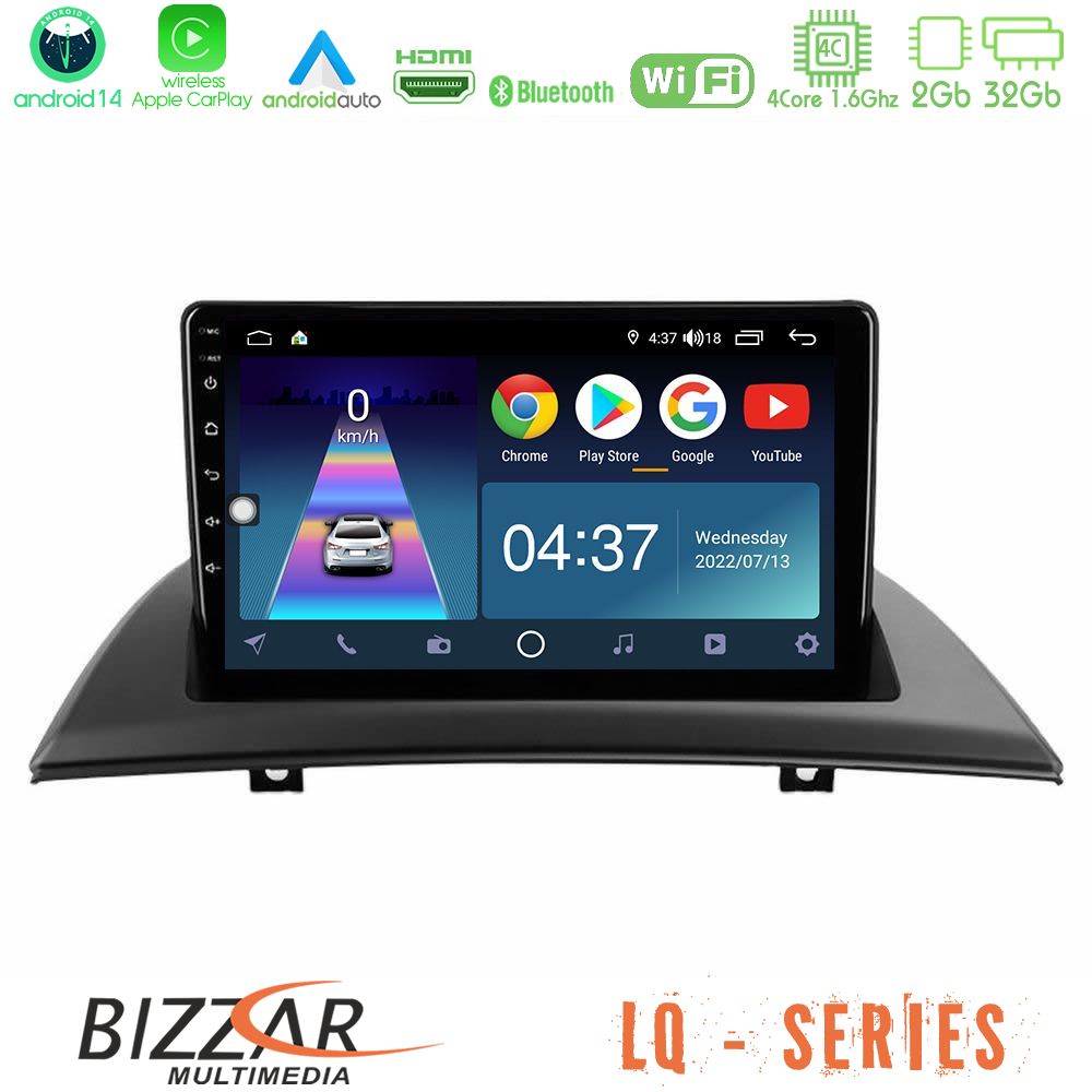 Bizzar LQ Series 4Core Android14 2+32GB BMW E83 Navigation Multimedia Tablet 9" Με Carplay & Android Auto