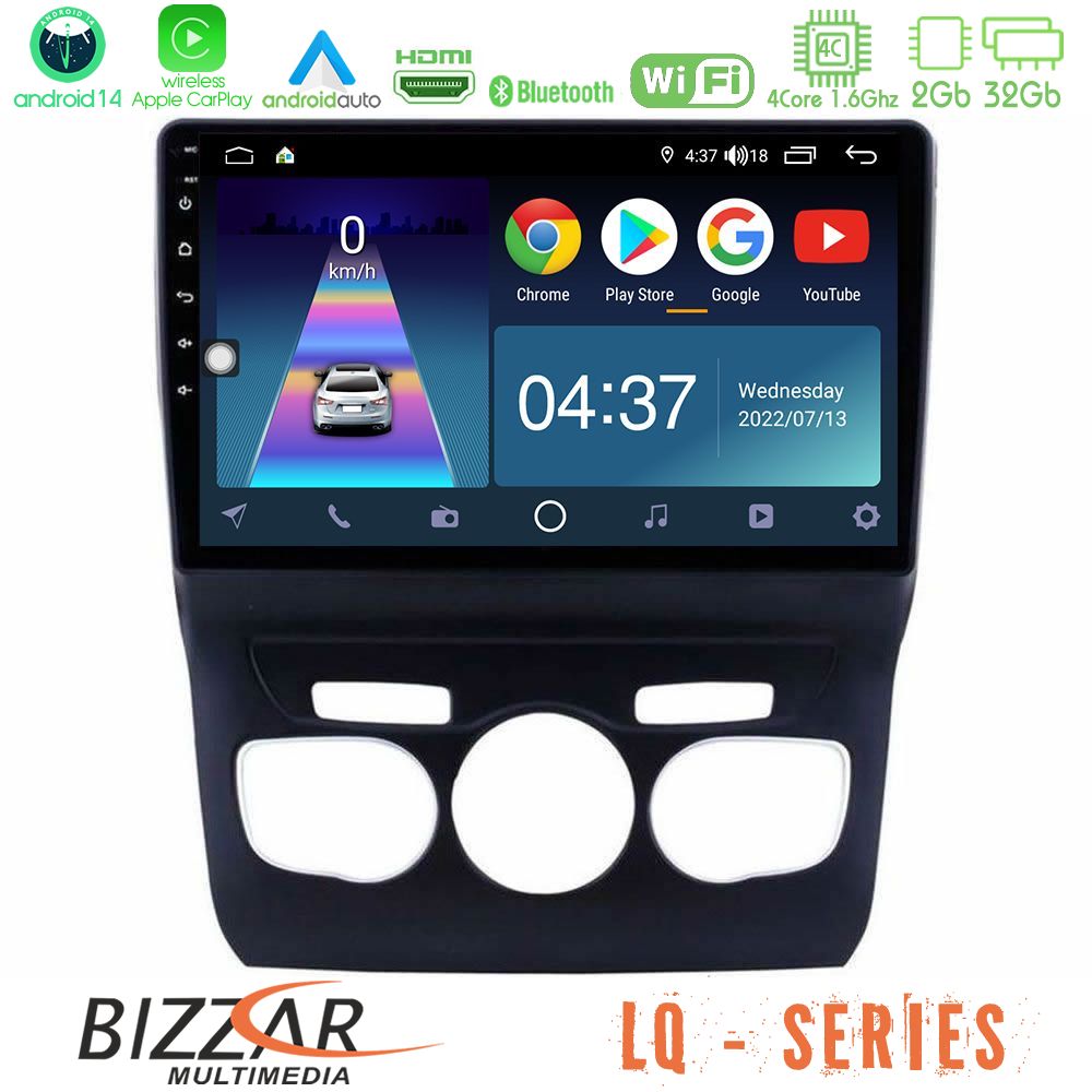 Bizzar LQ Series 4Core Android14 2+32GB Citroen C4L Navigation Multimedia Tablet 10" Με Carplay & Android Auto