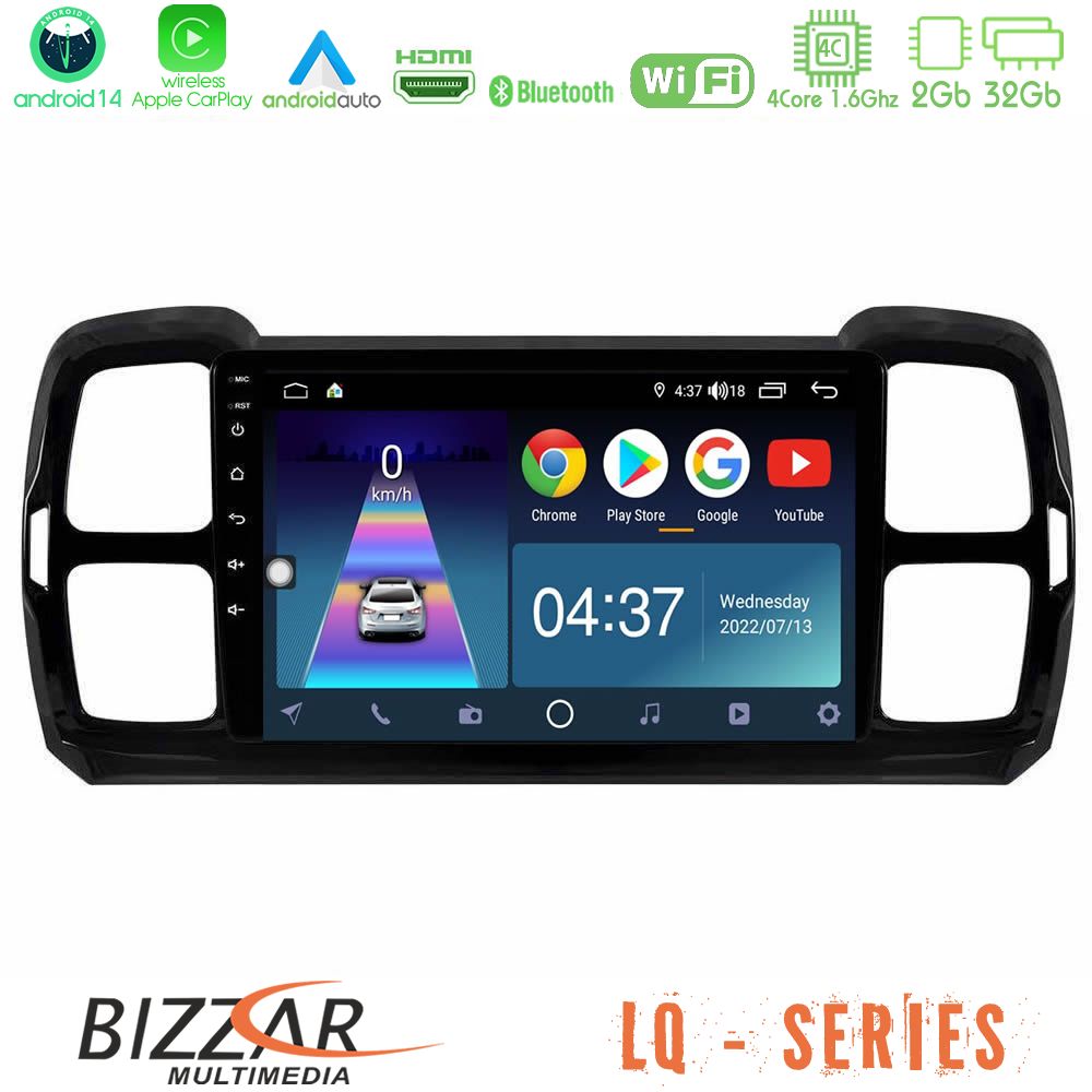 Bizzar LQ Series 4Core Android14 2+32GB Citroen DS5 Aircross 2017-2021 Navigation Multimedia Tablet 9″ Με Carplay & Android Auto