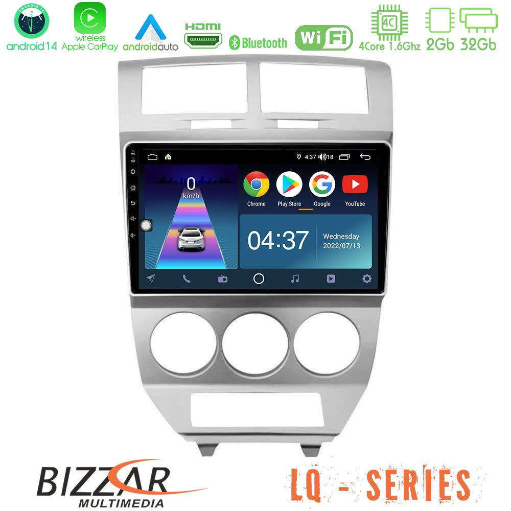 Bizzar LQ Series 4Core Android14 2+32GB Dodge Caliber 2006-2011 Navigation Multimedia Tablet 10" Με Carplay & Android Auto