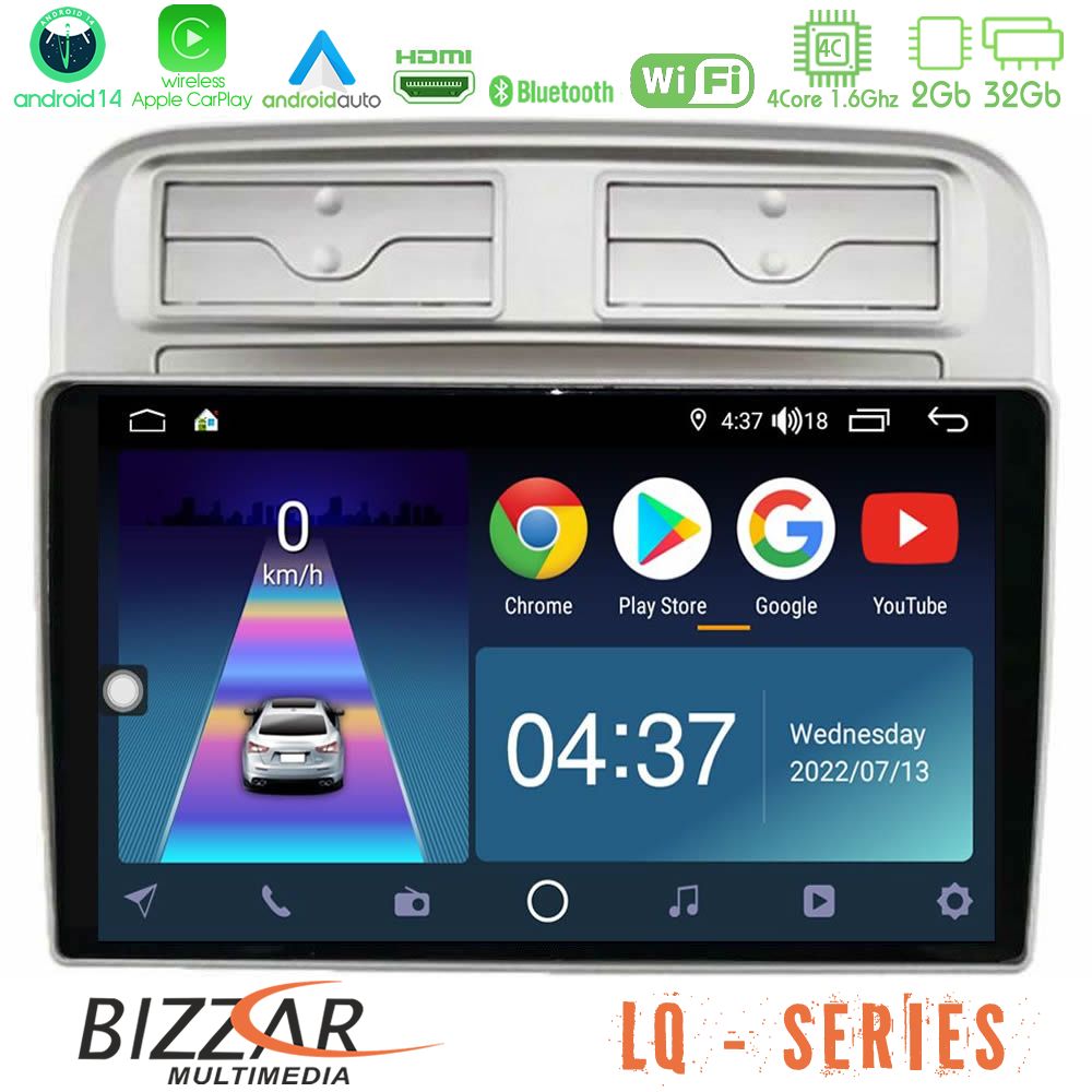 Bizzar LQ Series 4Core Android14 2+32GB Fiat Grande Punto 2006-2011 Navigation Multimedia Tablet 9"  Με Carplay & Android Auto