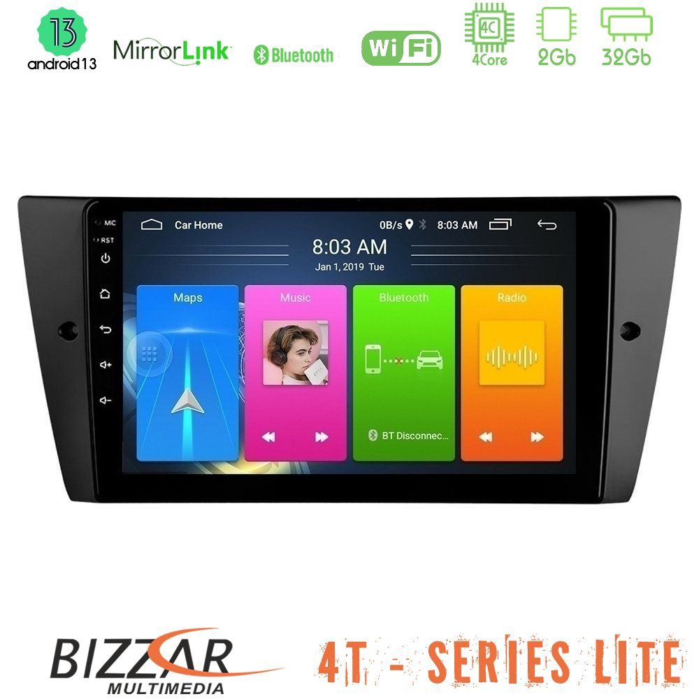 Bizzar 4T Series BMW 3 Series 2006-2011 4Core Android13 2+32GB Navigation Multimedia Tablet 9"