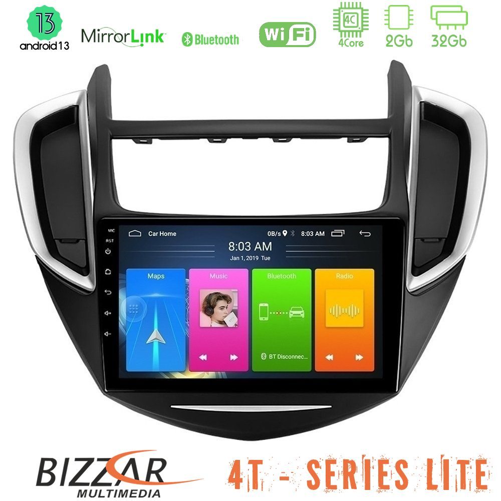 Bizzar 4T Series Chevrolet Trax 2013-2020 4Core Android13 2+32GB Navigation Multimedia Tablet 9"