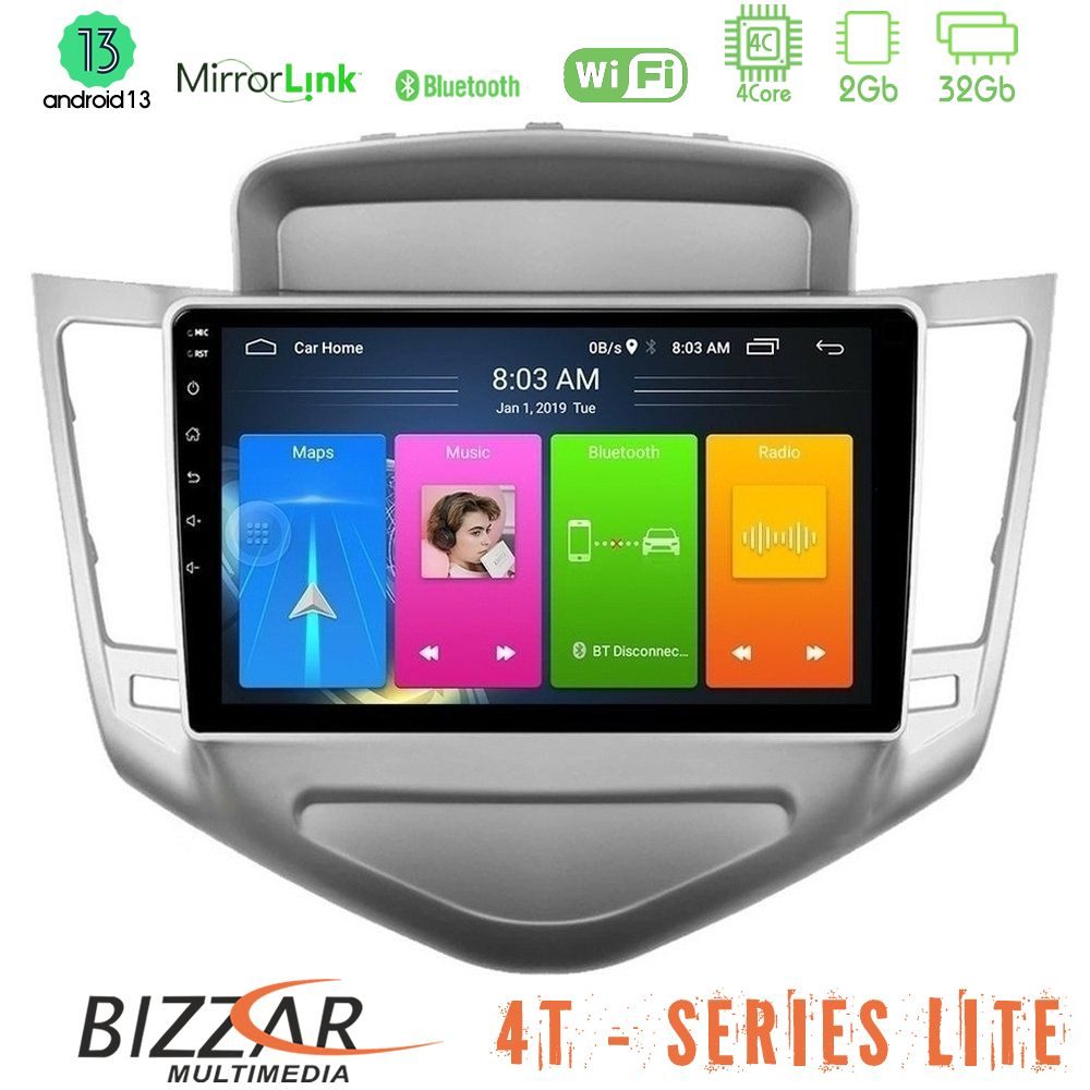 Bizzar 4T Series Chevrolet Cruze 2009-2012 4Core Android13 2+32GB Navigation Multimedia Tablet 9"