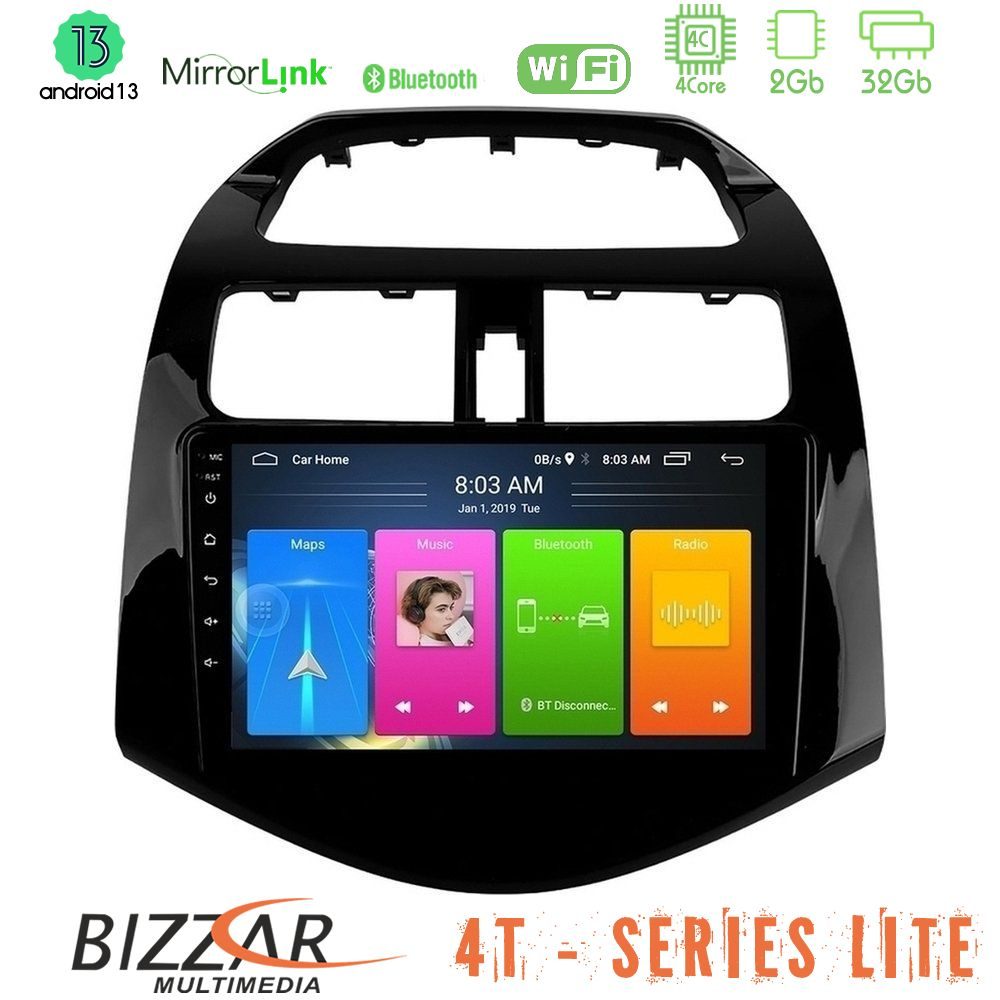 Bizzar 4T Series Chevrolet Spark 2009-2015 4Core Android13 2+32GB Navigation Multimedia Tablet 9"