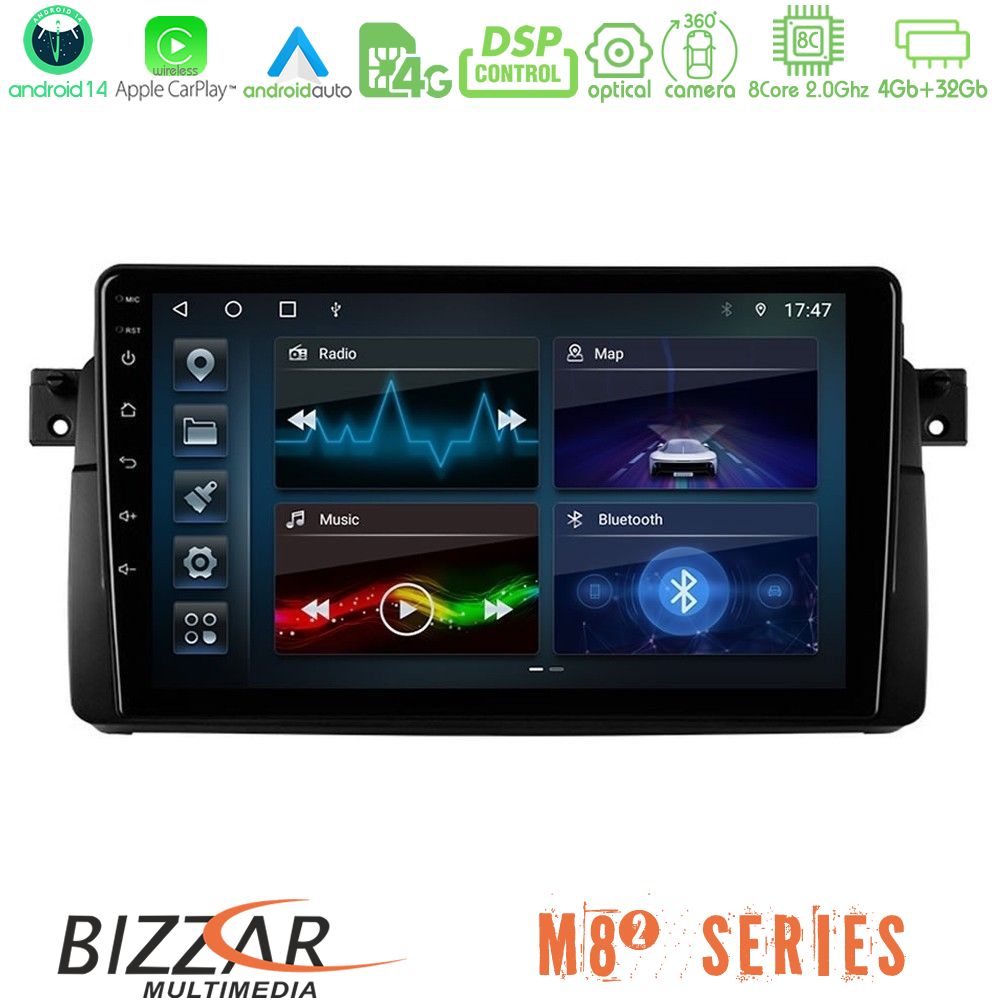 Bizzar M8² Series 8Core Android14 4+32GB  BMW E46 Navigation Multimedia Tablet 9" Με Carplay & Android Auto