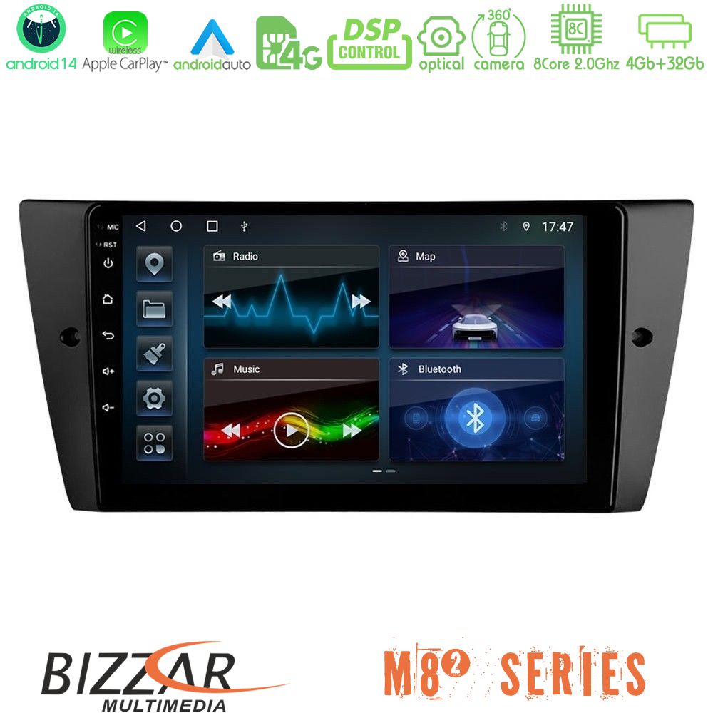 Bizzar M8² Series 8Core Android14 4+32GB  BMW 3 Series  2006-2011 Navigation Multimedia Tablet 9" Με Carplay & Android Auto