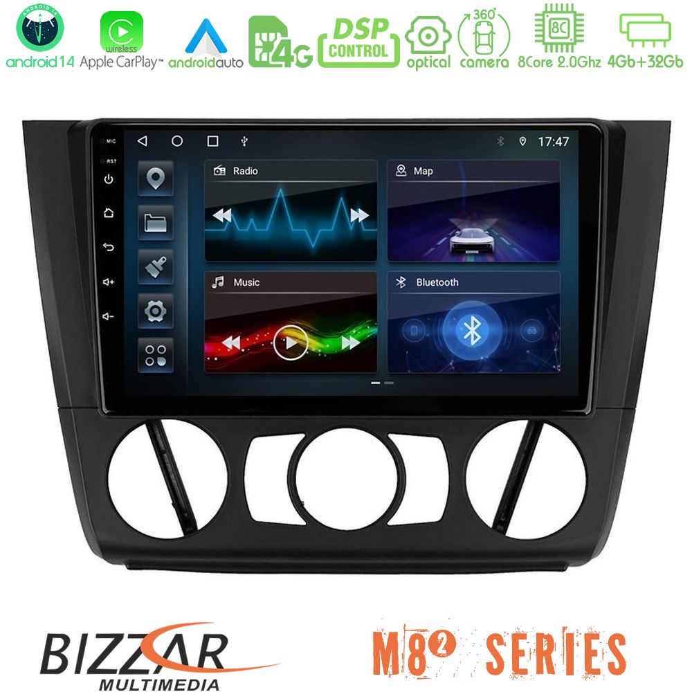 Bizzar M8² Series 8Core Android14 4+32GB  BMW 1Series  E81/E82/E87/E88 (MANUAL A/C) Navigation Multimedia Tablet 9" Με Carplay & Android Auto