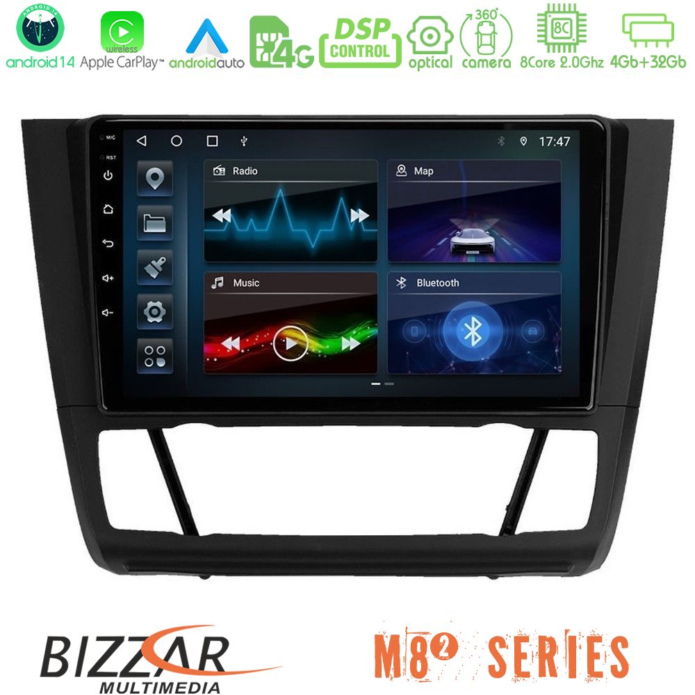 Bizzar M8² Series 8Core Android14 4+32GB  BMW 1Series  E81/E82/E87/E88 (AUTO A/C) Navigation Multimedia Tablet 9" Με Carplay & Android Auto