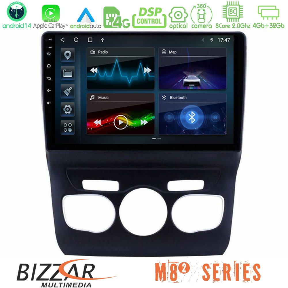 Bizzar M8² Series 8Core Android14 4+32GB  Citroen C4L Navigation Multimedia Tablet 10" Με Carplay & Android Auto