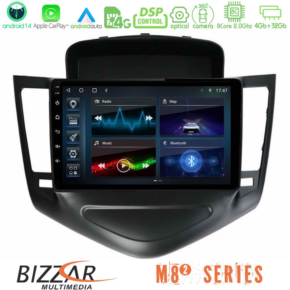 Bizzar M8² Series 8Core Android14 4+32GB     Chevrolet Cruze 2009-2012 Navigation Multimedia Tablet 9"  Με Carplay & Android Auto (Μαύρο)