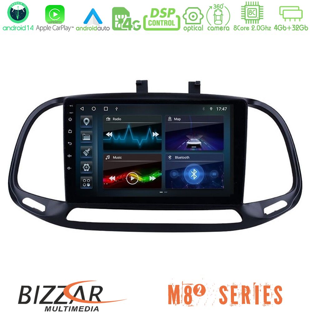 Bizzar M8² Series 8Core Android14 4+32GB  Fiat Doblo 2015-2022 Navigation Multimedia Tablet 9" Με Carplay & Android Auto