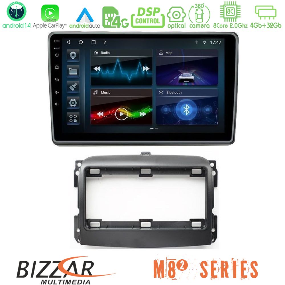 Bizzar M8² Series 8Core Android14 4+32GB  Fiat 500L Navigation Multimedia Tablet 10" Με Carplay & Android Auto