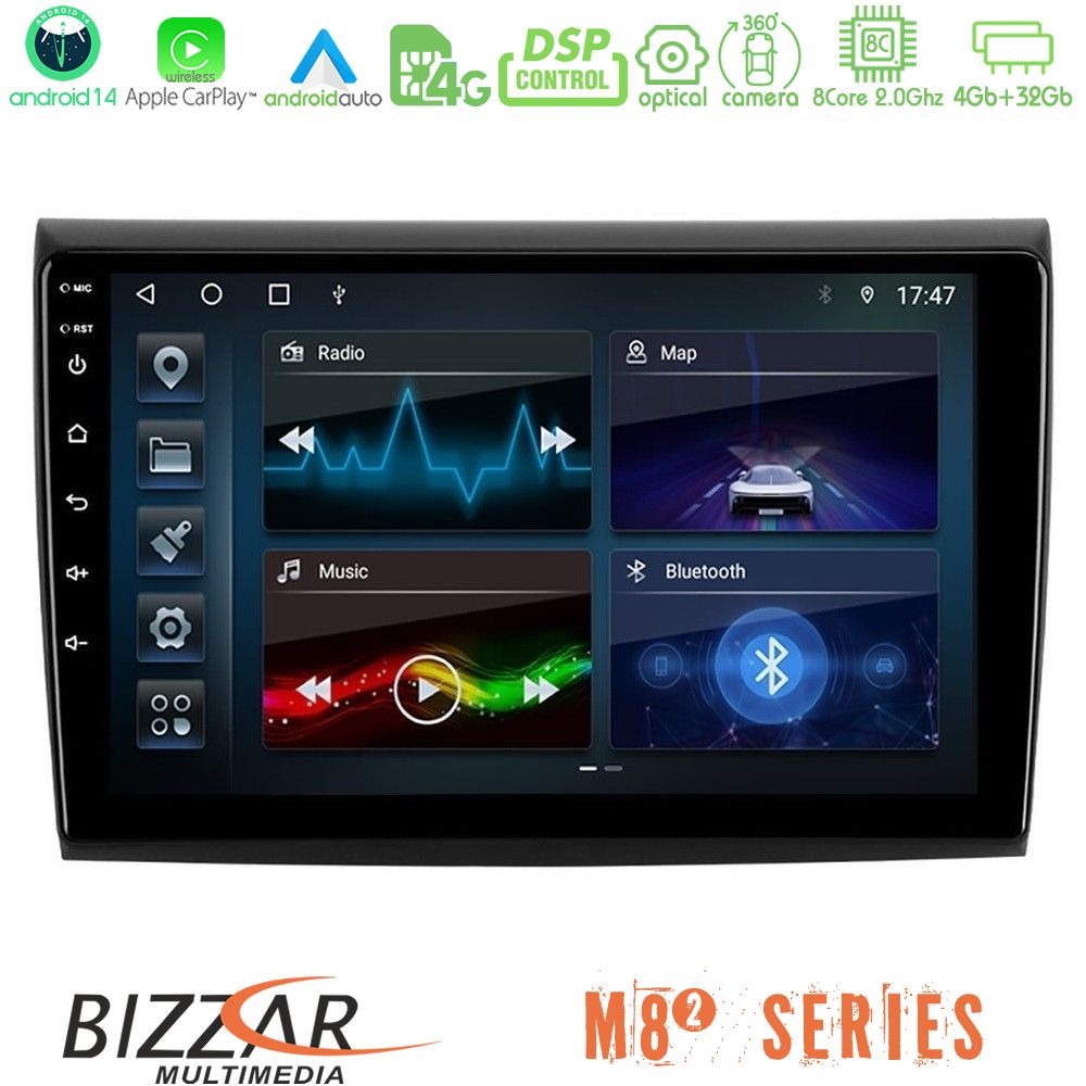 Bizzar M8² Series 8Core Android14 4+32GB  Fiat Bravo Navigation Multimedia Tablet 9" Με Carplay & Android Auto