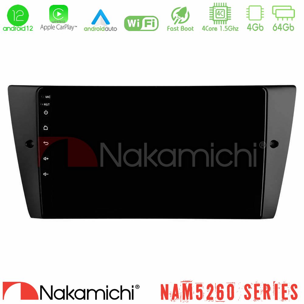 Nakamichi NAM5260 Series 4Core Android12 4+64GB BMW 3 Series 2006-2011 Navigation Multimedia Tablet 9" Με Carplay & Android Auto