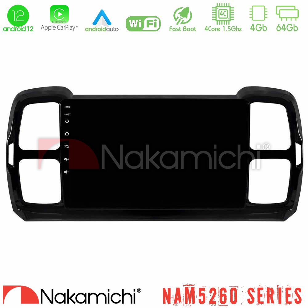 Nakamichi NAM5260 Series Citroen DS5 Aircross 2017-2021 4Core Android12 4+64GB Navigation Multimedia Tablet 9″ Με Carplay & Android Auto