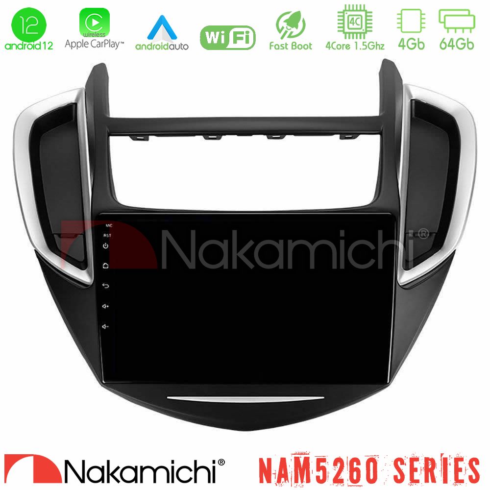 Nakamichi NAM5260 Series 4Core Android12 4+64GB Chevrolet Trax 2013-2020 Navigation Multimedia Tablet 9" Με Carplay & Android Auto