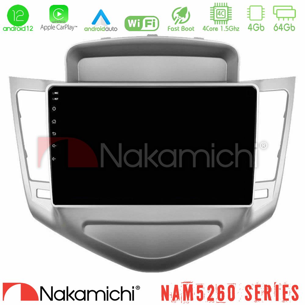 Nakamichi NAM5260 Series 4Core Android12 4+64GB Chevrolet Cruze 2009-2012 Navigation Multimedia Tablet 9" Με Carplay & Android Auto