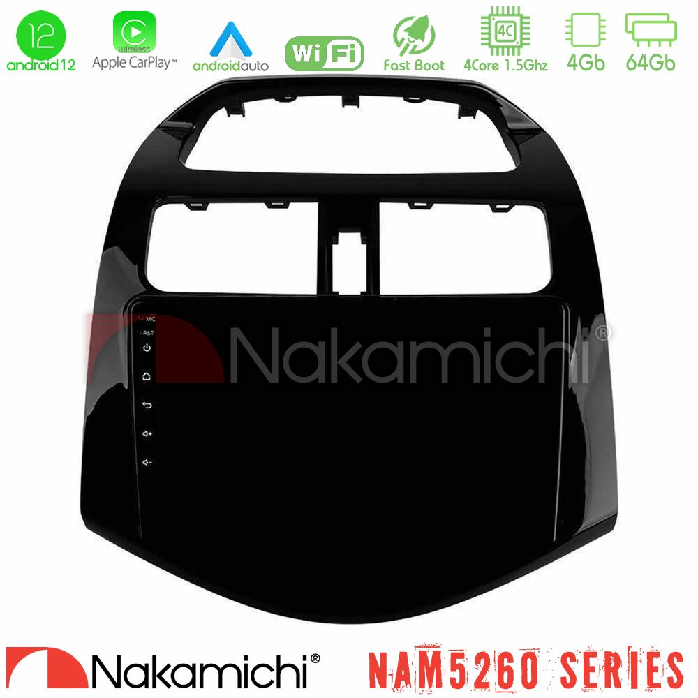 Nakamichi NAM5260 Series 4Core Android12 4+64GB Chevrolet Spark 2009-2015 Navigation Multimedia Tablet 9" Με Carplay & Android Auto