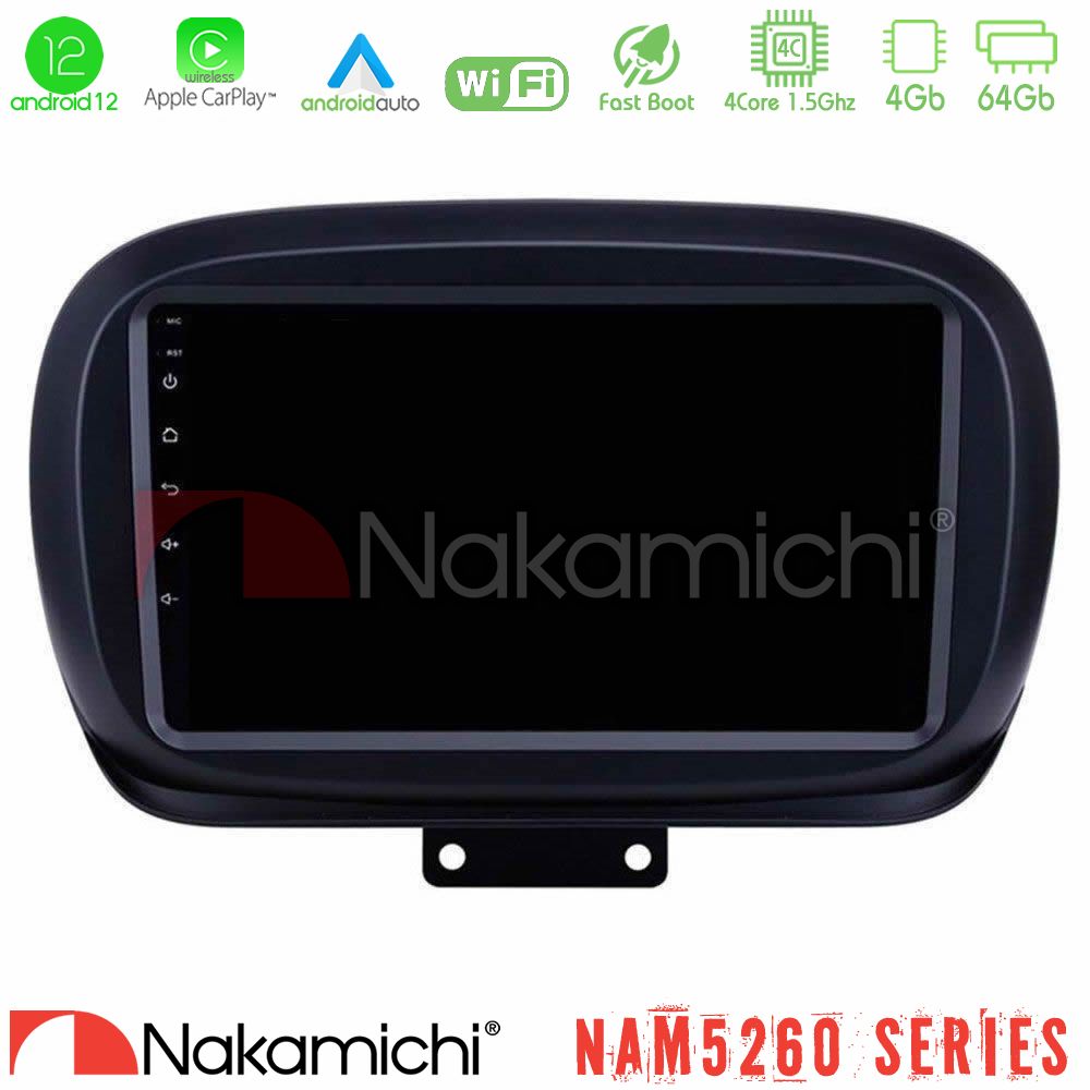 Nakamichi NAM5260 Series 4Core Android12 4+64GB Fiat 500X Navigation Multimedia Tablet 9" Με Carplay & Android Auto