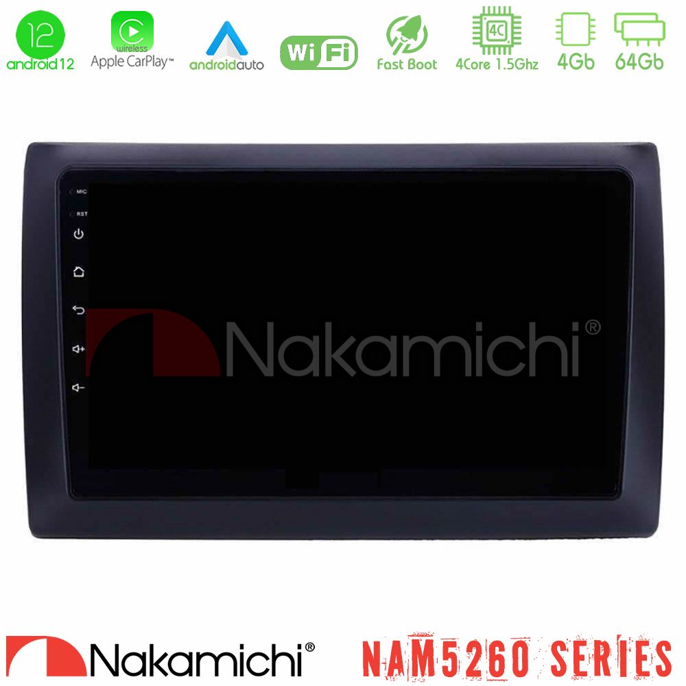 Nakamichi NAM5260 Series 4Core Android12 4+64GB Fiat Stilo Navigation Multimedia Tablet 9" Με Carplay & Android Auto