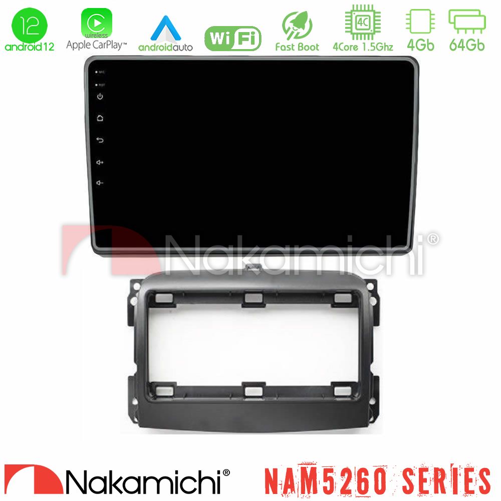 Nakamichi NAM5260 Series 4Core Android12 4+64GB Fiat 500L Navigation Multimedia Tablet 10" Με Carplay & Android Auto